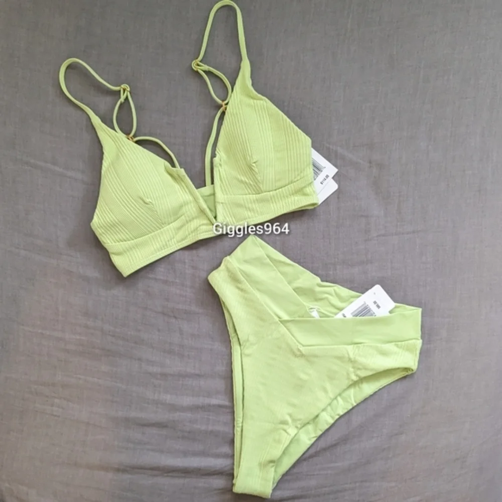 L*Space Siren Court Bikini Set Mojito Green Ribbed